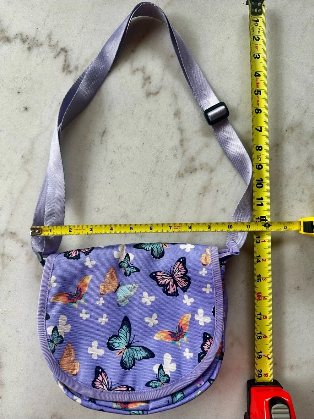 Lavender Butterfly Crossbody Bag | Purple butterfly messenger bag